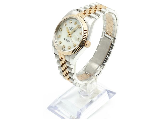 Rolex Orologio Combinato Datejust da Uomo con Quadrante in Madreperla MOP e Diamanti Bianco - vista 4