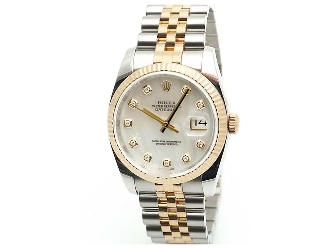 Rolex Orologio Combinato Datejust da Uomo con Quadrante in Madreperla MOP e Diamanti Bianco - vista 8