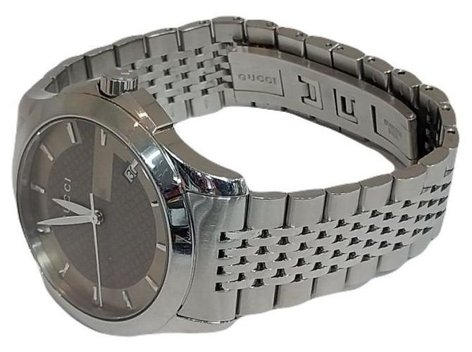 Gucci Orologio G-Timeless in acciaio argento e marrone da uomo - vista 4