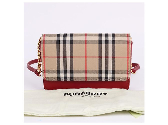 Burberry Mini sac à bandoulière à chaîne Vintage Check Red - vue 12