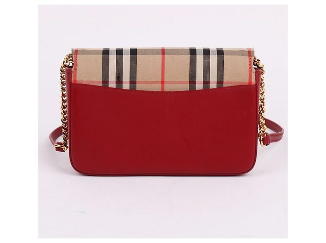 Burberry Mini sac à bandoulière à chaîne Vintage Check Red - vue 5