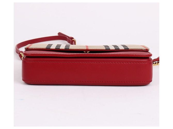 Burberry Mini sac à bandoulière à chaîne Vintage Check Red - vue 7