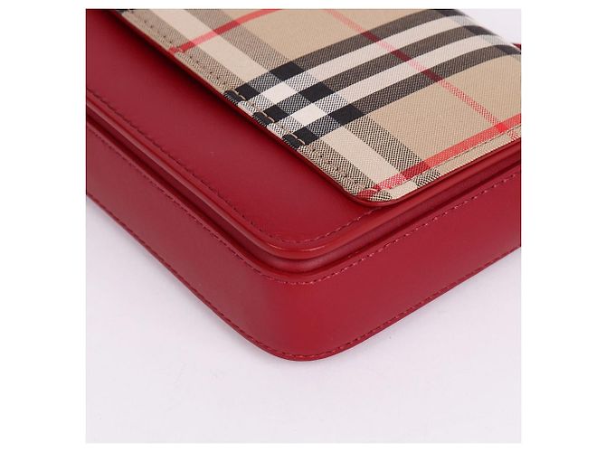 Burberry Mini sac à bandoulière à chaîne Vintage Check Red - vue 9