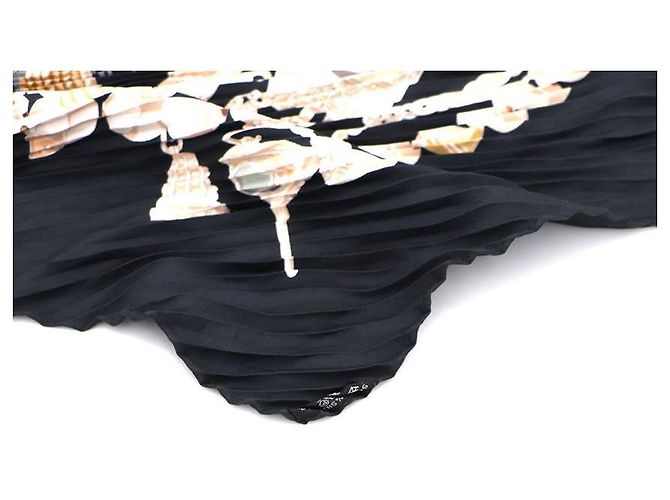 Hermès Lenço de seda plissada Preto - vista 4