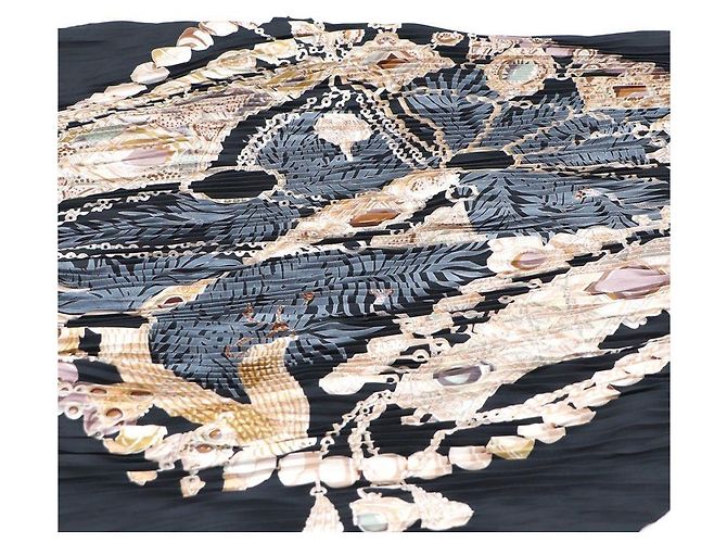 Hermès Lenço de seda plissada Preto - vista 5