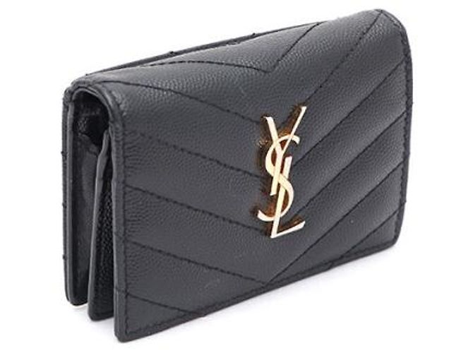 Saint Laurent Kompakter Kartenhalter mit Monogramm in Gold Schwarz - Ansicht 10
