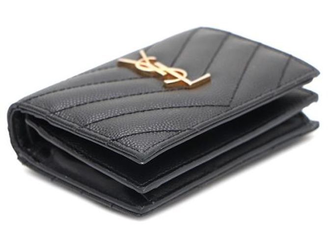Saint Laurent Kompakter Kartenhalter mit Monogramm in Gold Schwarz - Ansicht 13