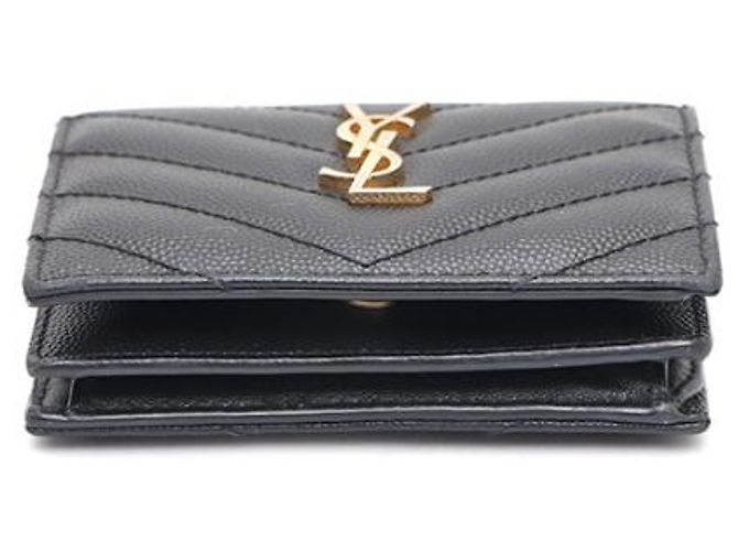 Saint Laurent Kompakter Kartenhalter mit Monogramm in Gold Schwarz - Ansicht 14