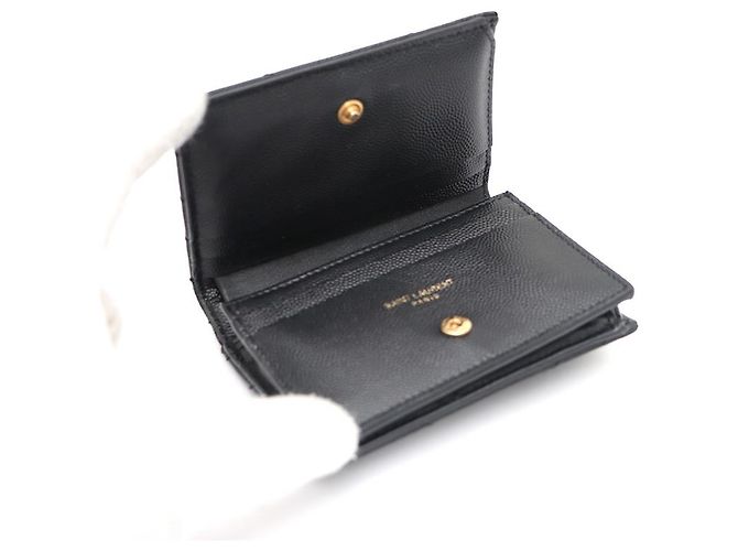 Saint Laurent Kompakter Kartenhalter mit Monogramm in Gold Schwarz - Ansicht 15