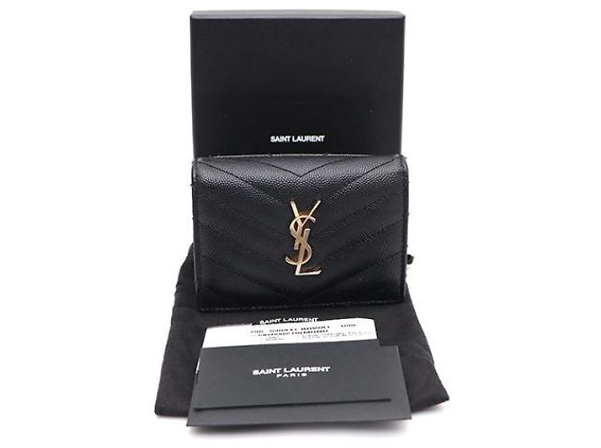 Saint Laurent Kompakter Kartenhalter mit Monogramm in Gold Schwarz - Ansicht 16