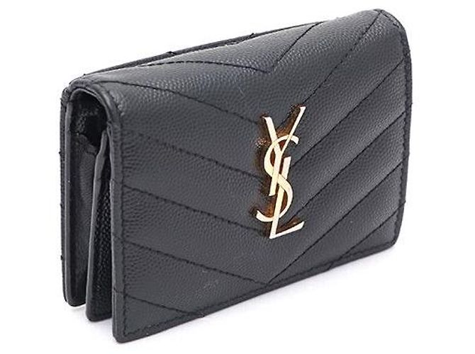 Saint Laurent Kompakter Kartenhalter mit Monogramm in Gold Schwarz - Ansicht 2