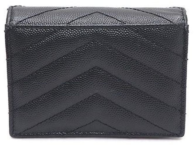 Saint Laurent Kompakter Kartenhalter mit Monogramm in Gold Schwarz - Ansicht 3