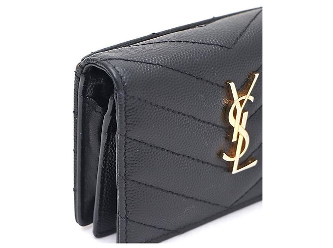 Saint Laurent Kompakter Kartenhalter mit Monogramm in Gold Schwarz - Ansicht 4