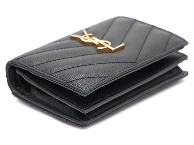 Saint Laurent Kompakter Kartenhalter mit Monogramm in Gold Schwarz - Ansicht 5