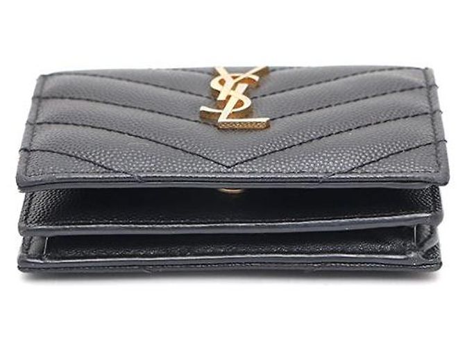 Saint Laurent Kompakter Kartenhalter mit Monogramm in Gold Schwarz - Ansicht 6