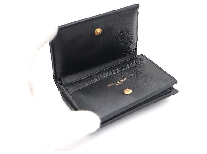 Saint Laurent Kompakter Kartenhalter mit Monogramm in Gold Schwarz - Ansicht 7