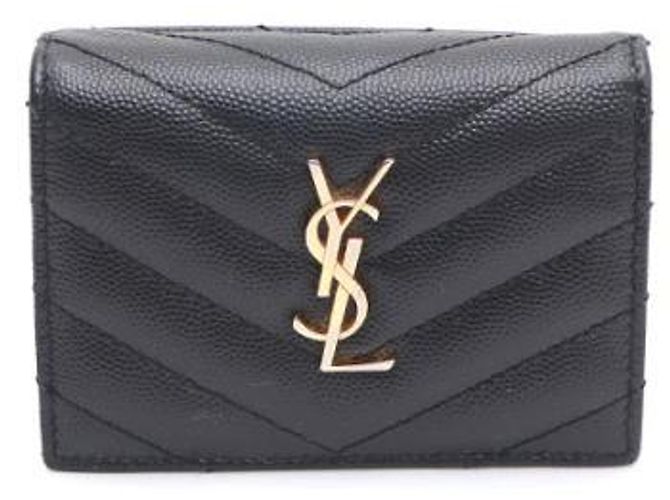 Saint Laurent Kompakter Kartenhalter mit Monogramm in Gold Schwarz - Ansicht 9