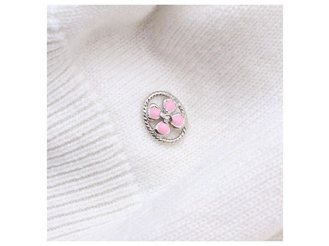 Chanel Gestreickter Cashmere-Pullover mit Blumenmuster für Damen mit Rundhalsausschnitt Weiß - Ansicht 5