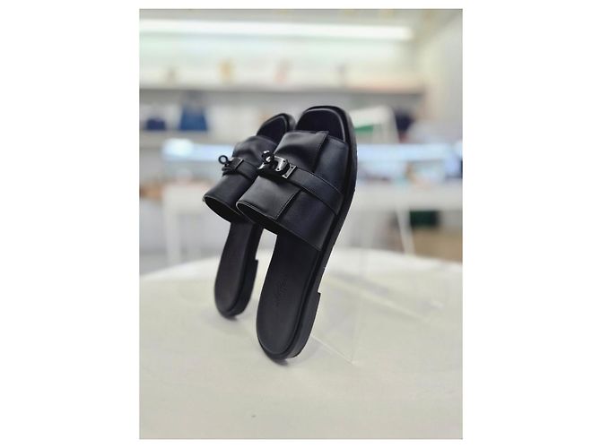 Hermès Sandalo Gabrielle Slipper Nero - vista 4