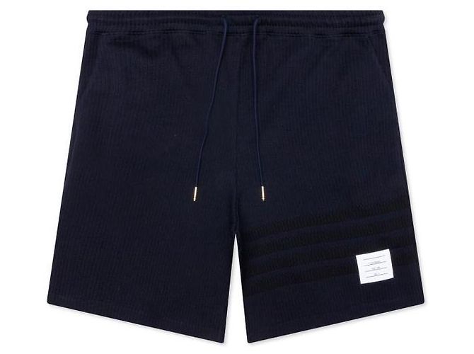 Thom Browne Stripe Loopback Cotton Seersucker Shorts - view 3
