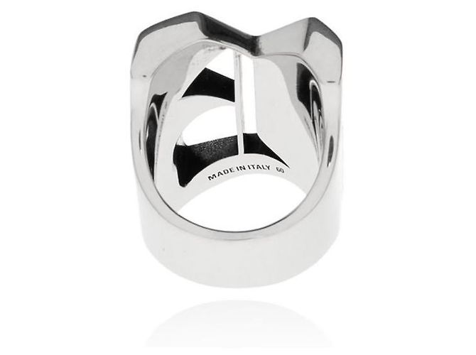 Balenciaga Logo Signet Ring Silvery - view 5