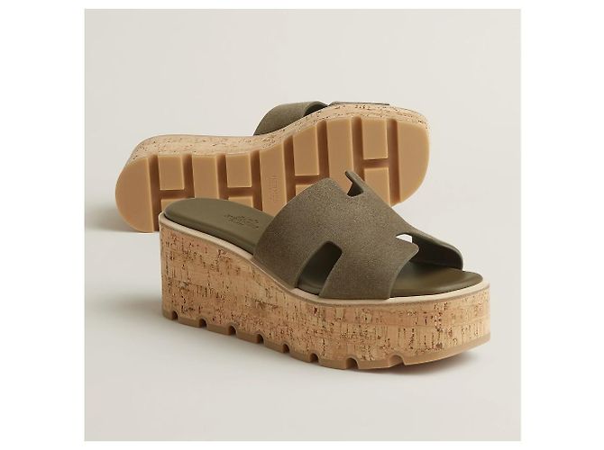 Hermès Sandali Eje in scamosciato Khaki Marrone - vista 9