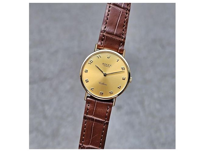 Rolex Orologio Cellini Selini Coin Unisex Medium Arabo Manuale Marrone - vista 3