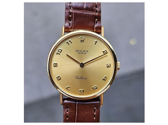 Rolex Orologio Cellini Selini Coin Unisex Medium Arabo Manuale Marrone - vista 4