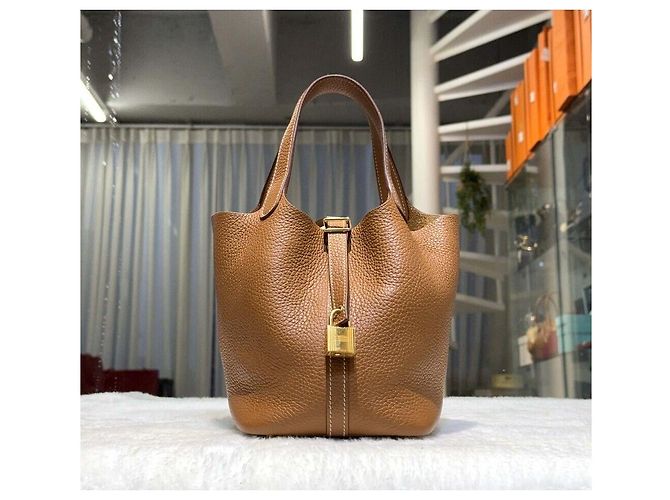 Hermès Borsa Tote Picotin con Timbro in Metallo Dorato Multicolore - vista 2
