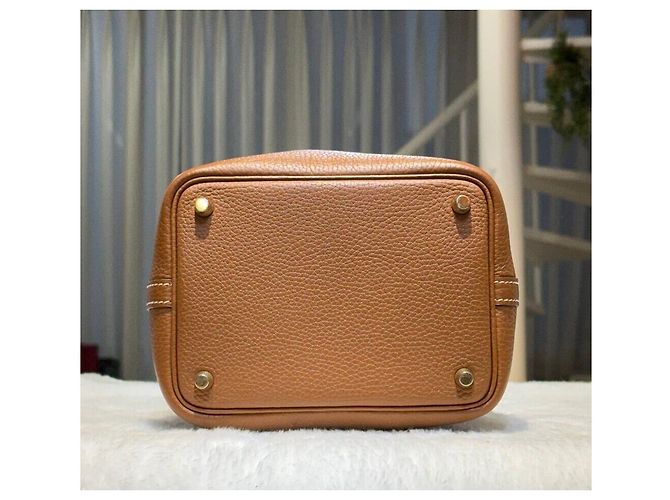 Hermès Borsa Tote Picotin con Timbro in Metallo Dorato Multicolore - vista 5