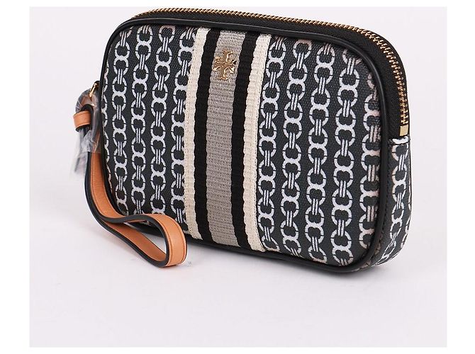 Tory Burch Borsa pouch Gemini con tracolla dorata, pochette non utilizzata Multicolore - vista 4