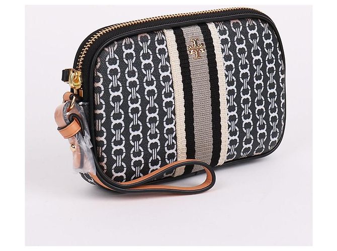 Tory Burch Borsa pouch Gemini con tracolla dorata, pochette non utilizzata Multicolore - vista 5