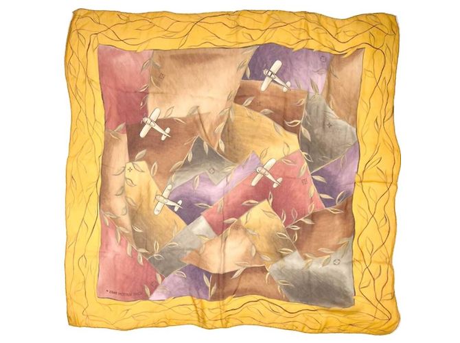 Louis Vuitton Sciarpa in chiffon di seta Logo Autumn Sky Senape Giallo - vista 3