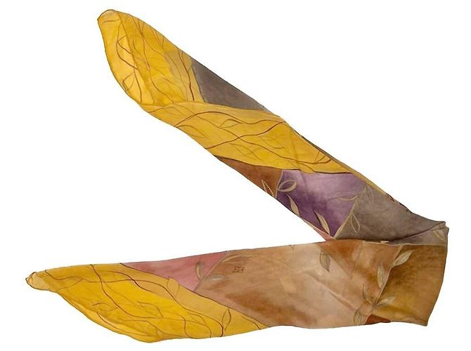 Louis Vuitton Sciarpa in chiffon di seta Logo Autumn Sky Senape Giallo - vista 5