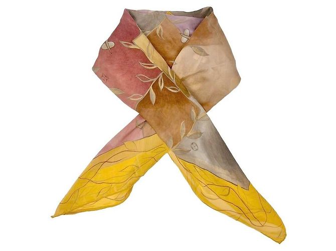 Louis Vuitton Sciarpa in chiffon di seta Logo Autumn Sky Senape Giallo - vista 6