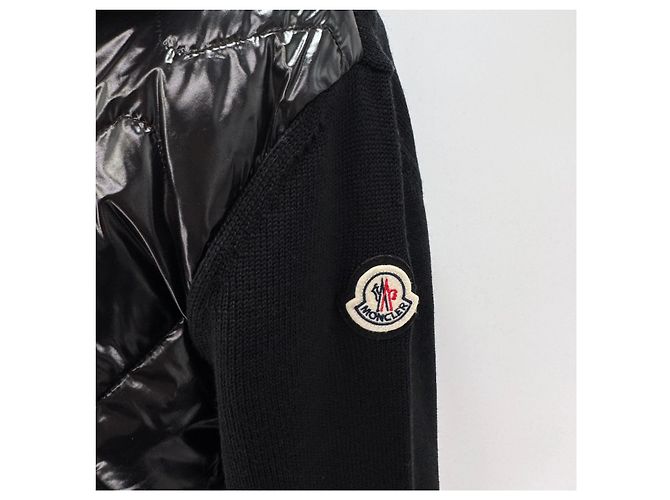 Jaqueta acolchoada com capuz de malha de lã Moncler Preto - vista 9