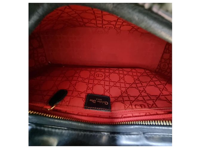 Dior Bolsa Tote Lady Black Patent Cannage Gold Hardware (Excelente, Large) Preto - vista 18