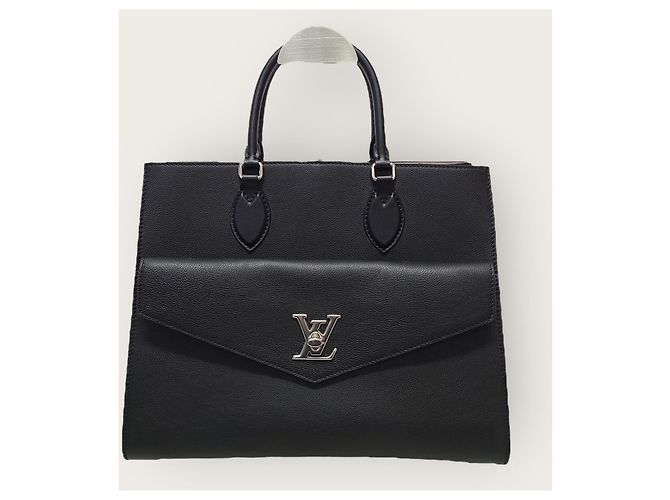 Louis Vuitton Borsa Tote Lockme Black Silver MM Nero - vista 2