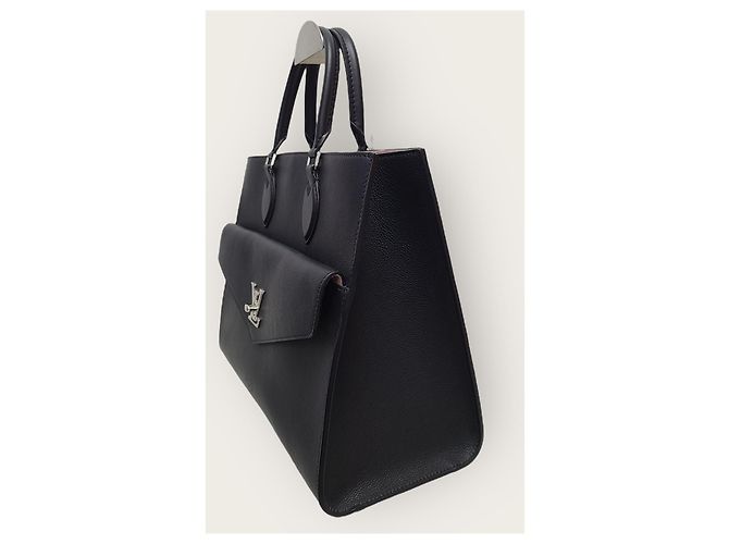 Louis Vuitton Borsa Tote Lockme Black Silver MM Nero - vista 4