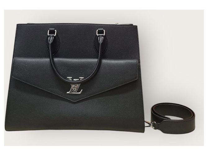 Louis Vuitton Borsa Tote Lockme Black Silver MM Nero - vista 8