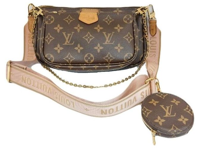 Louis Vuitton Borsa a tracolla Multi Pochette Accessoires in tela Monogram rosa LV - vista 2