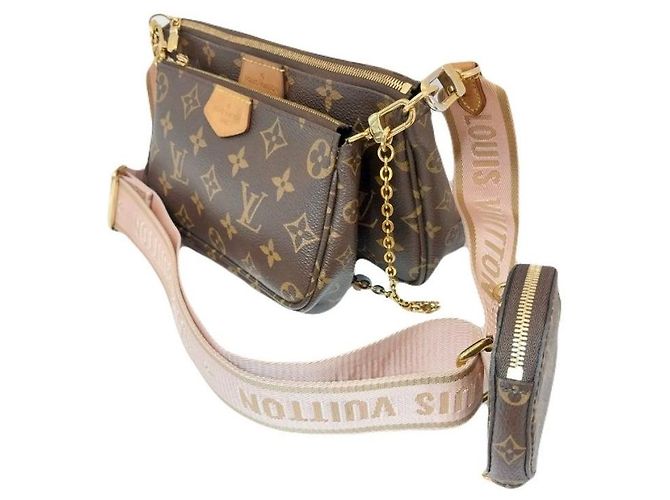 Louis Vuitton Borsa a tracolla Multi Pochette Accessoires in tela Monogram rosa LV - vista 3