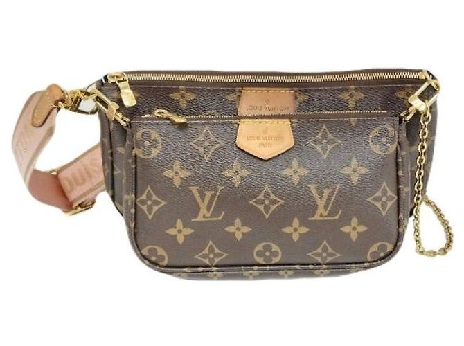 Louis Vuitton Borsa a tracolla Multi Pochette Accessoires in tela Monogram rosa LV - vista 8