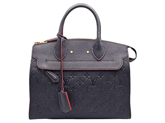Louis Vuitton Tote Bag MM Pont-Neuf in tela Empreinte blu navy - vista 2