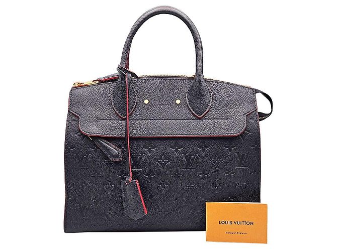 Louis Vuitton Tote Bag MM Pont-Neuf in tela Empreinte blu navy - vista 3