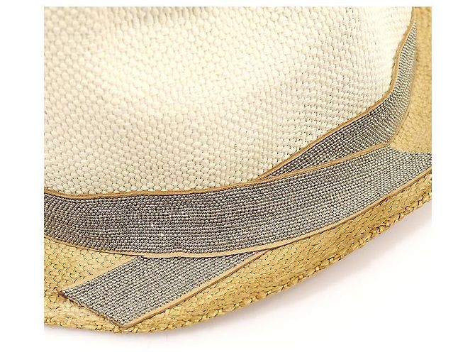 Brunello Cucinelli Zweifarbiger Stroh-Fedora-Hut Braun - Ansicht 5