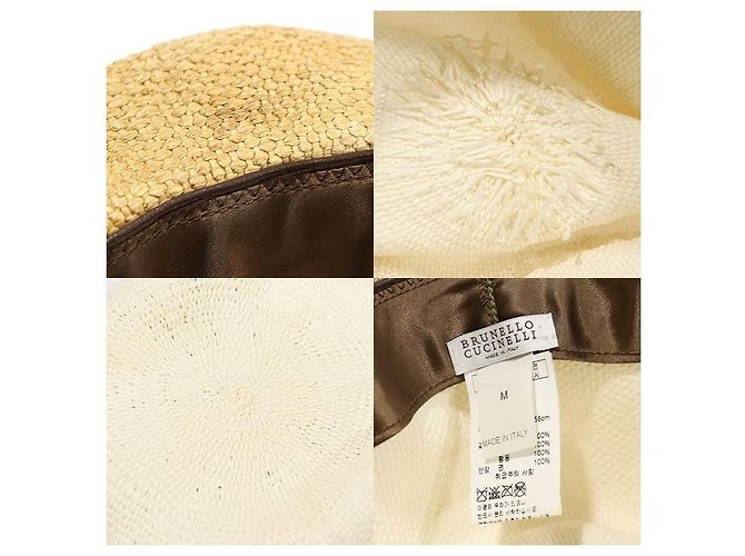 Brunello Cucinelli Zweifarbiger Stroh-Fedora-Hut Braun - Ansicht 7