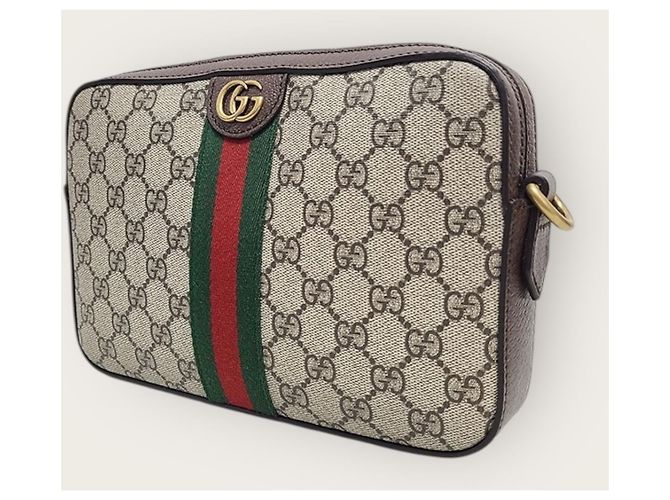 Gucci Borsa a tracolla GG Supreme Ophidia beige Marrone - vista 3