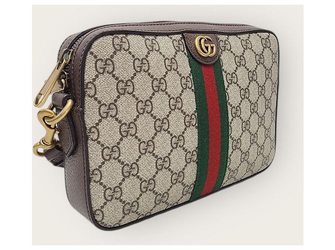 Gucci Borsa a tracolla GG Supreme Ophidia beige Marrone - vista 4