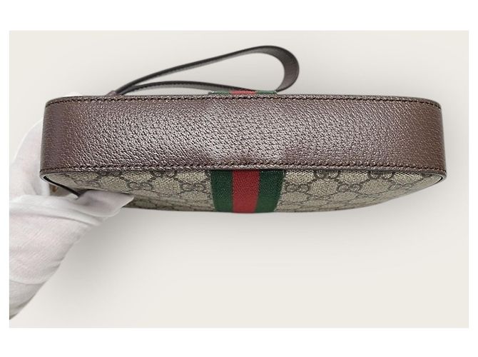 Gucci Borsa a tracolla GG Supreme Ophidia beige Marrone - vista 7